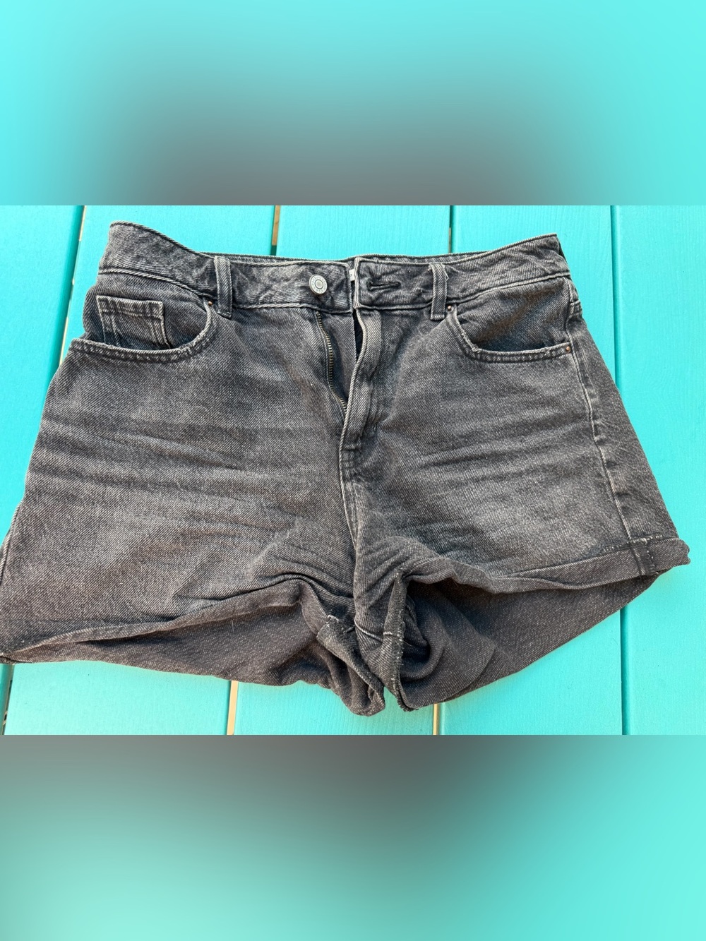PacSun Faded Black High-Rise Denim Shorts